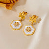 Titanium Steel Natural Style Geometric Plant Flowers Gold Plated Accessories Pendant Bracelet Necklace Earring Set For Women