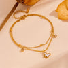 Titanium Steel Necklace Bracelet Set With Butterfly And Plant Flowers Design