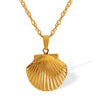 316L Stainless Steel Necklace Golden Shell Lockbone Chain Electroplating Simple Design Light Luxury Women's Jewelry