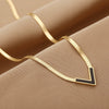 Titanium Steel Necklace Mixed Gem Inlay Geometric Style Blade Chain 18K Gold Plated For Women