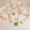 Titanium Steel Necklace With Conch Shell Starfish Pendant Geometric Shape Electroplated For Women