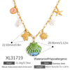 Titanium Steel Necklace With Conch Shell Starfish Pendant Geometric Shape Electroplated For Women