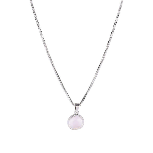 Titanium Steel Necklace With Geometric Moonstone Pendant For Women