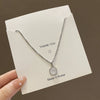 Titanium Steel Necklace With Geometric Moonstone Pendant For Women