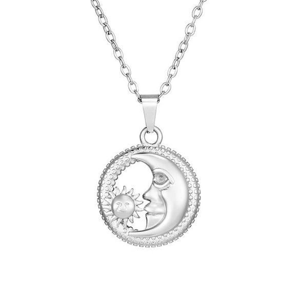 Titanium Steel Necklace With Geometric Ring Heart Pendant Electroplated O Chain For Women