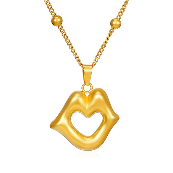 Titanium Steel Necklace With Geometric Ring Heart Pendant Electroplated O Chain For Women