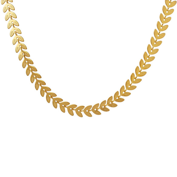 316L Stainless Steel Necklace With Gold Plated Leaf And Phoenix Tail Splicing Chain Fashion Design For Women