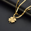 Titanium Steel Necklace With Love Heart And Four Leaf Clover Geometric Pattern Box Chain