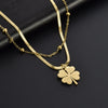 Titanium Steel Necklace With Love Heart And Four Leaf Clover Geometric Pattern Box Chain
