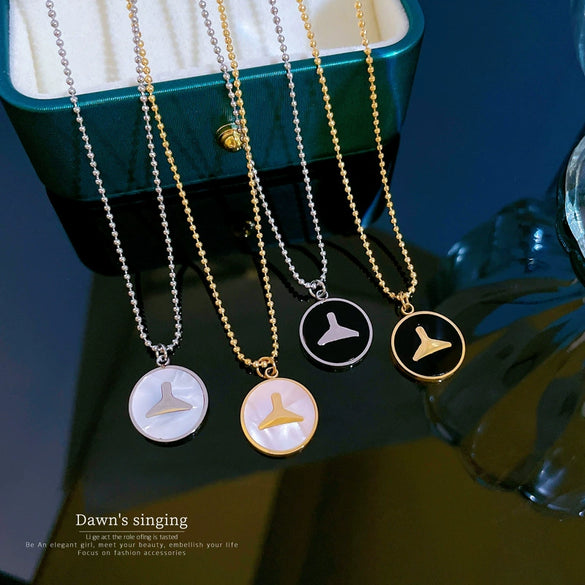Titanium Steel Necklace With Mermaid Tail Pendant Electroplated In Air Furnace For Women Geometric Cartoon Style
