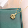 Titanium Steel Necklace With Mixed Gem Inlay Square Pendant And Ochain Geometric Style Electroplating Treatment For Women