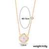 Titanium Steel Necklace With Round Inlaid Shell Four Leaf Clover Pendant For Women Electroplated O Chain Non Fading