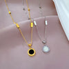 Titanium Steel Necklace With Shell Shape Geometric Cartoon Flower Pattern Electroplated For Unisex
