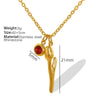 316L Stainless Steel Necklace With Tulip Rhinestone Pendant 18K Gold Plated Simple Style For Women