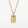 Titanium Steel Niche Design Rectangular Stereo Relief Flower Sun God Eightpointed Star Necklace With Twist Chain