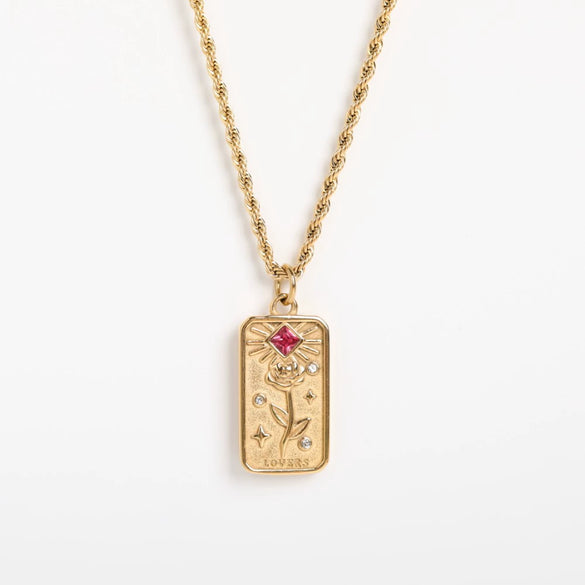 Titanium Steel Niche Design Rectangular Stereo Relief Flower Sun God Eightpointed Star Necklace With Twist Chain