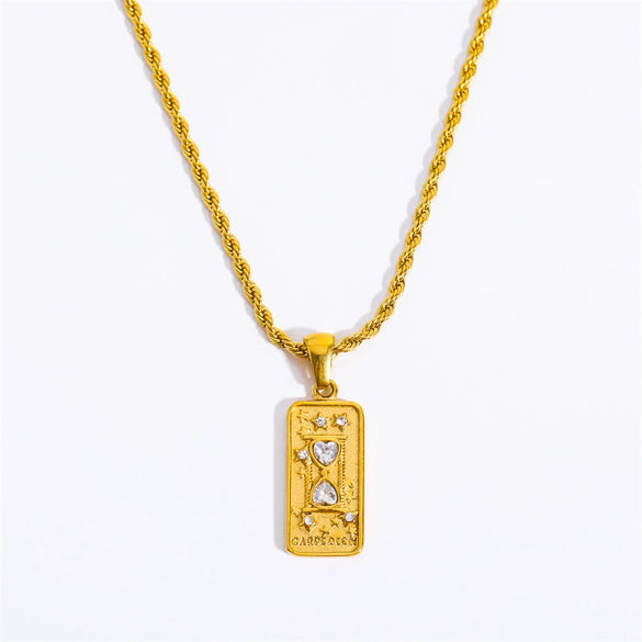 Titanium Steel Niche Design Rectangular Stereo Relief Flower Sun God Eightpointed Star Necklace With Twist Chain