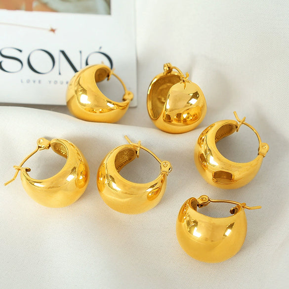 316L Stainless Steel Niche Geometric U Shaped Water Drop Earrings For Women Gold Plated