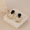 Titanium Steel Niche Style Water Drop Hollow Circle Earrings With Electroplating