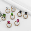 Titanium Steel Niche Style Water Drop Hollow Circle Earrings With Electroplating