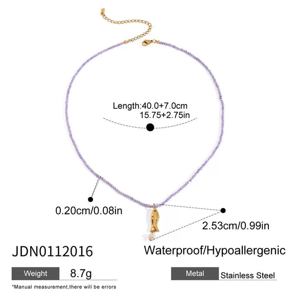 Titanium Steel Non Fading Beaded Pendant Necklace With Ball Chain For Women Electroplated