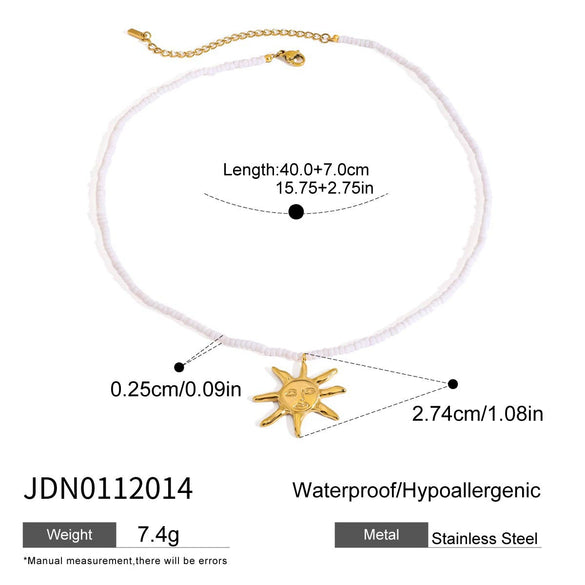 Titanium Steel Non Fading Beaded Pendant Necklace With Ball Chain For Women Electroplated