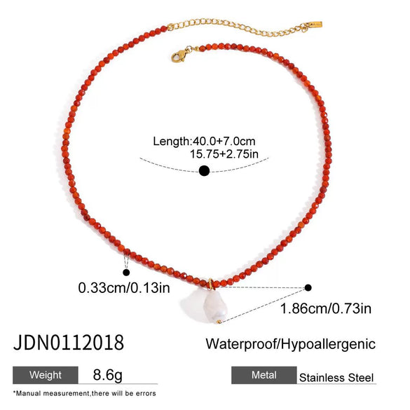 Titanium Steel Non Fading Beaded Pendant Necklace With Ball Chain For Women Electroplated