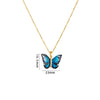 Titanium Steel O Chain Necklace For Women With Gold Plated Mixed Gemstone Inlay Simulation Butterfly Pendant In Light Luxury Style And Electroplating Treatment