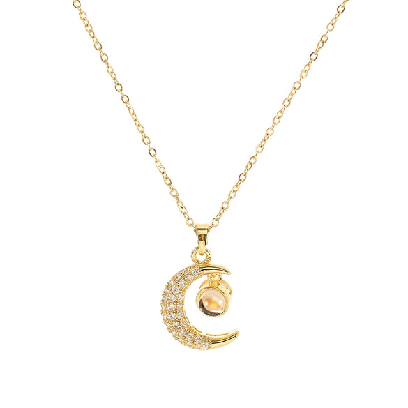 Titanium Steel O Chain Women's Highend Star Shape Projection Moon Necklace With Electroplating