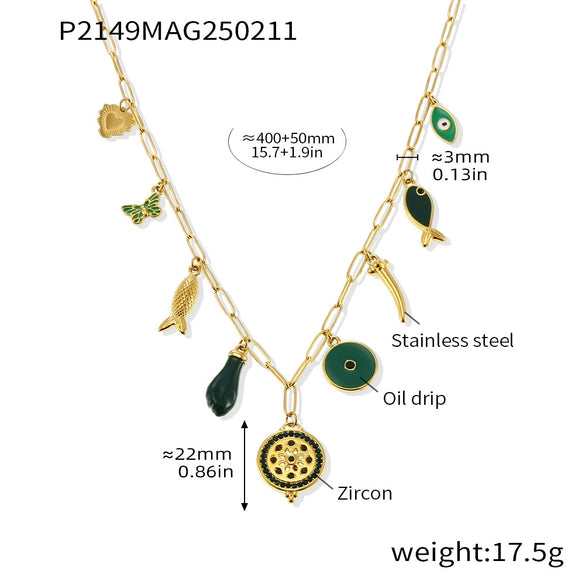 316L Stainless Steel Ochain Geometric Round Zircon Multiaccessories Gold Plated Fashion Exaggerated Clavicle Necklace For Women