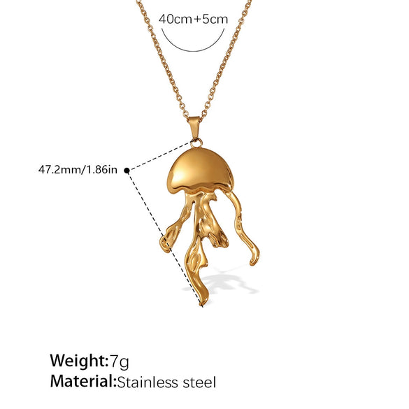 316L Stainless Steel Octopus And Jellyfish Pendant Earrings And Necklace Set For Women Fashion Style With Electroplating