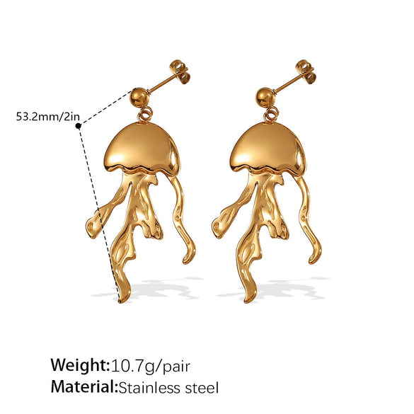 316L Stainless Steel Octopus And Jellyfish Pendant Earrings And Necklace Set For Women Fashion Style With Electroplating