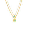 Titanium Steel Oil Dripping Lock Round Eye Pendant Double Chain Necklace With Electroplating Treatment