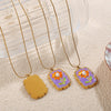 316L Stainless Steel Oil Drop Inlaid Imitation Pearl Necklace For Women Electroplated