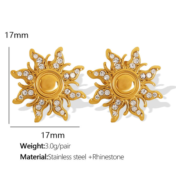 316L Stainless Steel Oil Gold Plated Sunflower Pendant Earrings Fashion Design
