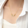 Titanium Steel Olive Leaf Inlaid Zircon Women's Fashion Allmatch Necklace With Electroplating