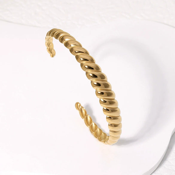 Titanium Steel Open Bracelet In Cold Style With Electroplating Treatment