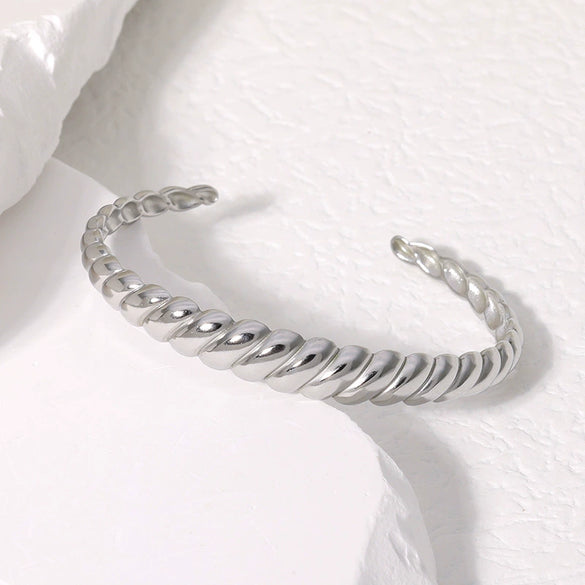 Titanium Steel Open Bracelet In Cold Style With Electroplating Treatment