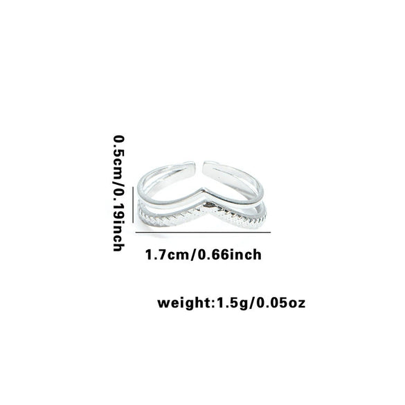 Titanium Steel Open Ring With Irregular Lines Star Heart Shape Flower Leaves Letters Numbers Text Electroplating Design