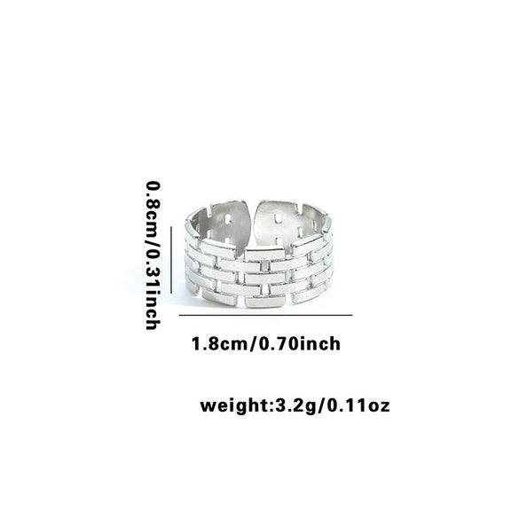 Titanium Steel Open Ring With Irregular Lines Star Heart Shape Flower Leaves Letters Numbers Text Electroplating Design