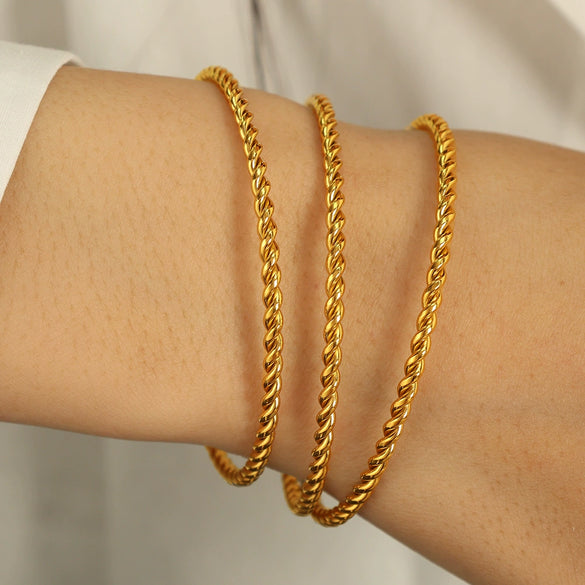 316L Stainless Steel Open Twist Bracelet Minimalist Geometric Electroplated Jewelry