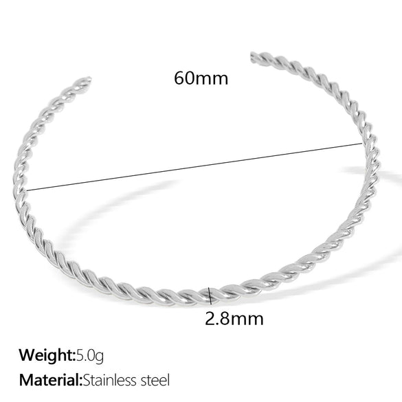 316L Stainless Steel Open Twist Bracelet Minimalist Geometric Electroplated Jewelry