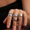Titanium Steel Open Type Ring With Star Heart Shape Flower Leaves Letters And Numbers Pattern Electroplated