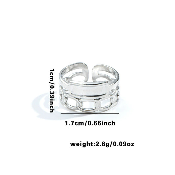 Titanium Steel Open Type Ring With Star Heart Shape Flower Leaves Letters And Numbers Pattern Electroplated