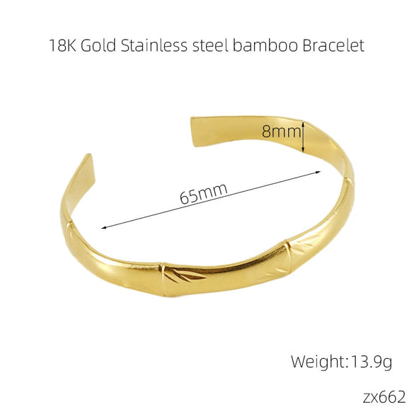 Titanium Steel Opening Adjustable Bracelet With Electroplating Treatment Natural Style