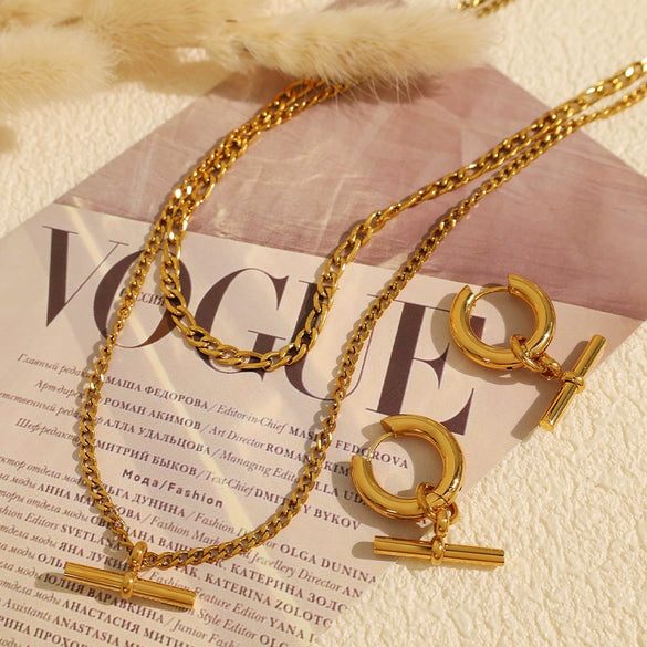 316L Stainless Steel Ot Buckle Pendant Necklace Earrings Electroplating Fashion Style