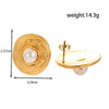 Titanium Steel Oval Butterfly Pearl Geometric Retro Light Luxury Earrings With Electroplating Design For Women