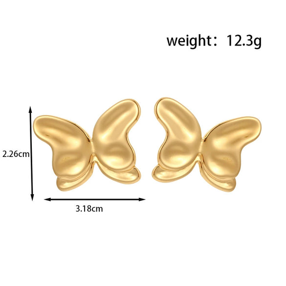 Titanium Steel Oval Butterfly Pearl Geometric Retro Light Luxury Earrings With Electroplating Design For Women