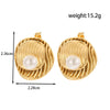 Titanium Steel Oval Butterfly Pearl Geometric Retro Light Luxury Earrings With Electroplating Design For Women