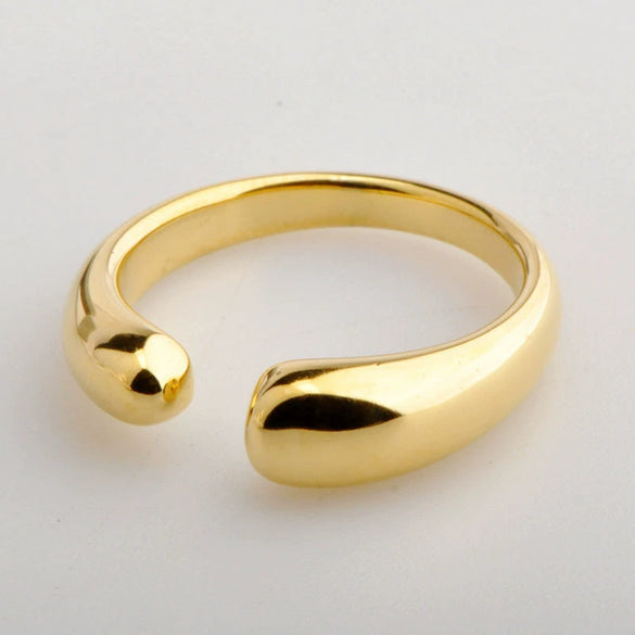 Titanium Steel Oval Open Dropshaped Female Fashion Electroplated Ring Jewelry